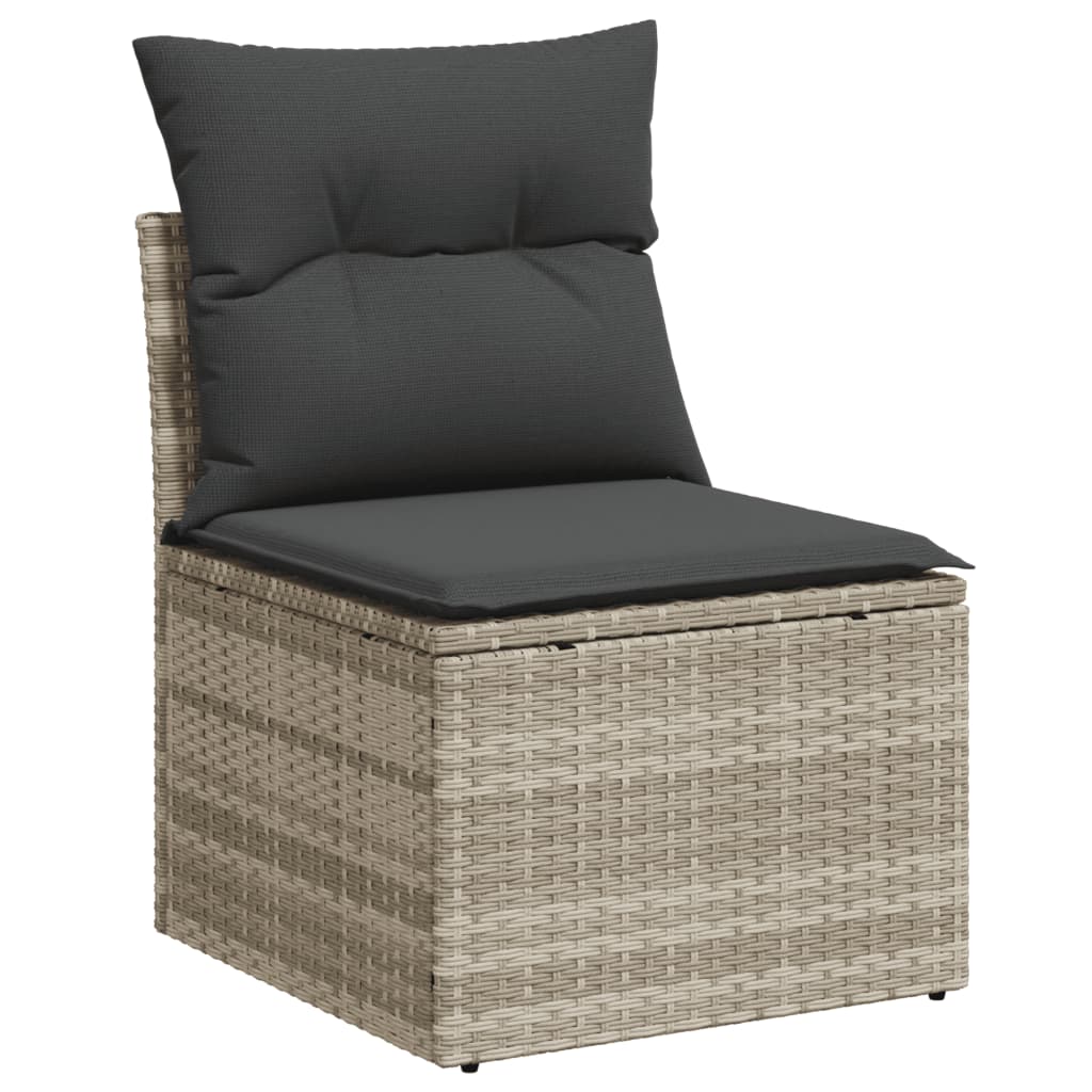 Set Divano da Giardino 9pz con Cuscini Grigio Chiaro Polyrattan - homemem39