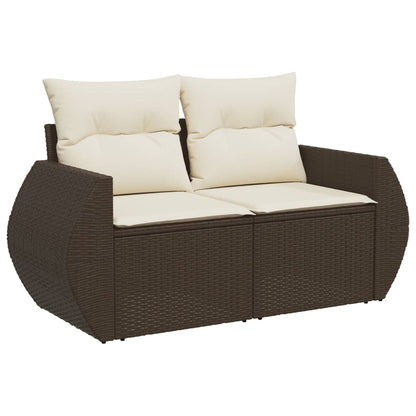 Set Divani da Giardino 9pz con Cuscini Marrone in Polyrattan - homemem39