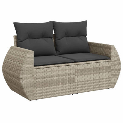 Set Divano Giardino 10 pz con Cuscini Grigio Chiaro Polyrattan - homemem39