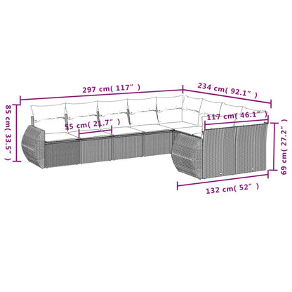 Set Divano da Giardino 9 pz con Cuscini Beige in Polyrattan - homemem39