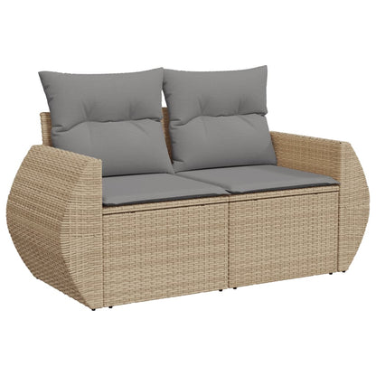 Set Divano da Giardino 10 pz con Cuscini Beige in Polyrattan - homemem39