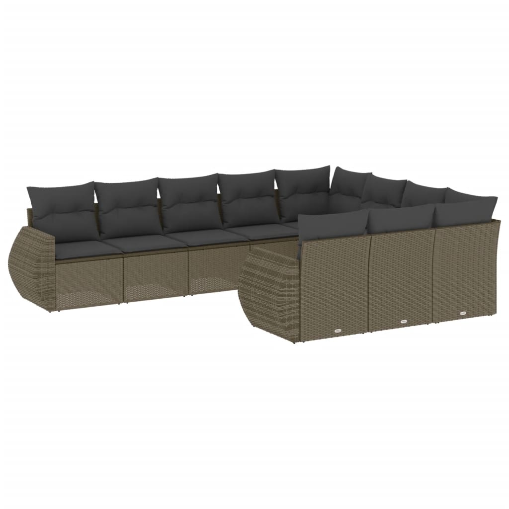 Set Divano Giardino 10 pz con Cuscini Grigio Chiaro Polyrattan - homemem39