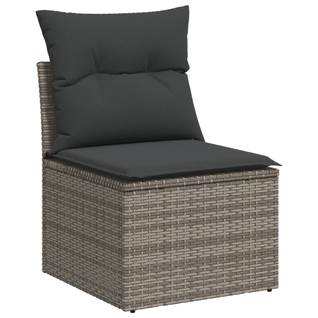 Set Divani da Giardino 11 pz con Cuscini in Polyrattan Grigio - homemem39