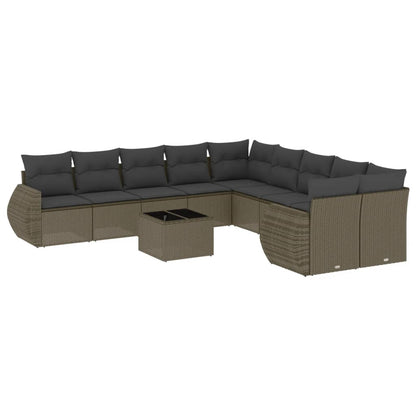 Set Divani da Giardino 11 pz con Cuscini in Polyrattan Grigio - homemem39