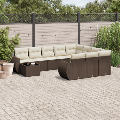 Set Divani da Giardino 11 pz con Cuscini Polyrattan Marrone - homemem39