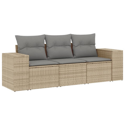 Set Divano da Giardino 3 pz con Cuscini Beige in Polyrattan - homemem39