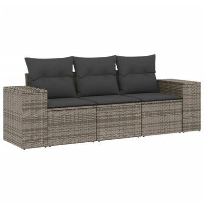 Set Divani da Giardino 3 pz con Cuscini Grigio in Polyrattan - homemem39