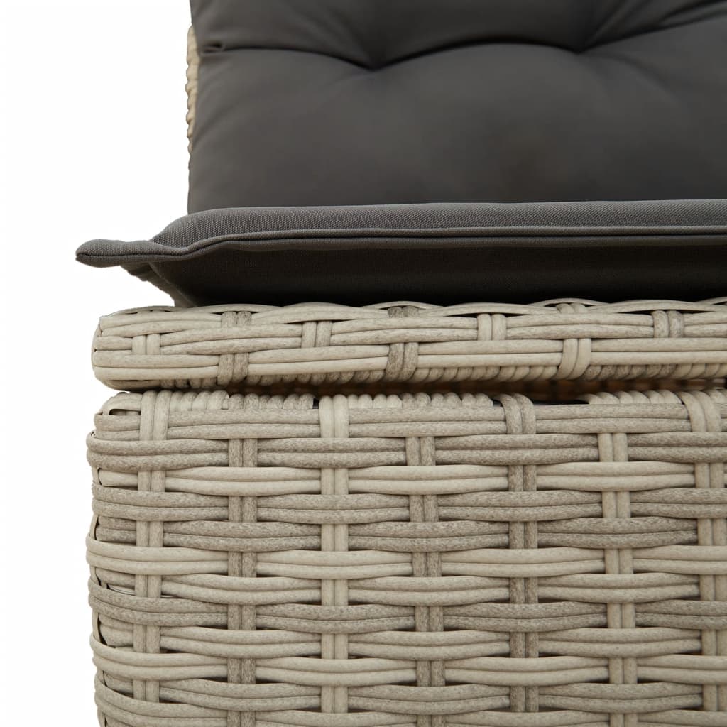 Set Divano da Giardino 3pz con Cuscini Grigio Chiaro Polyrattan - homemem39