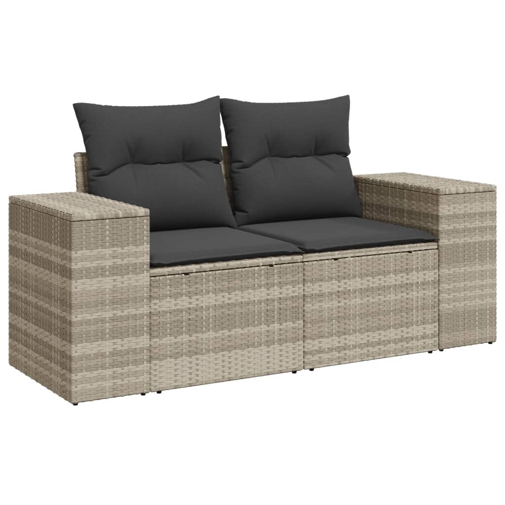 Set Divano da Giardino 4pz con Cuscini Grigio Chiaro Polyrattan - homemem39