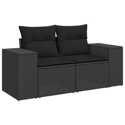 Set Divani da Giardino 4 pz con Cuscini Nero in Polyrattan - homemem39