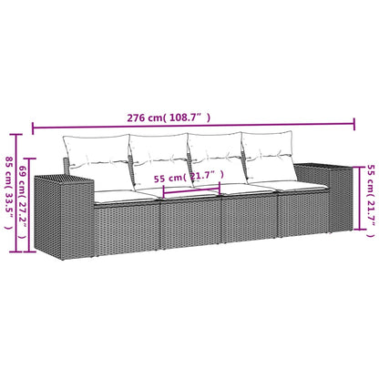 Set Divani da Giardino 4 pz con Cuscini Nero in Polyrattan - homemem39