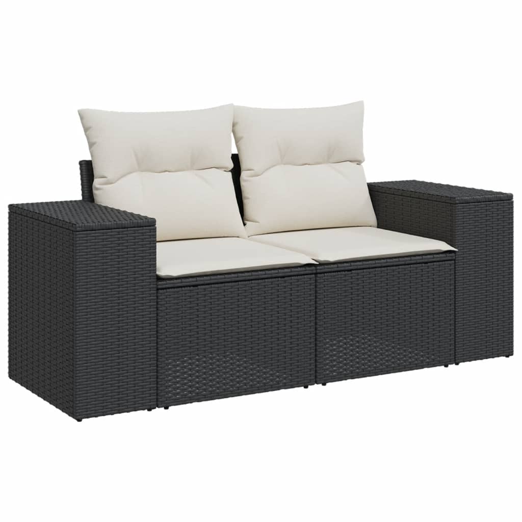 Set Divani da Giardino 4 pz con Cuscini Nero in Polyrattan - homemem39