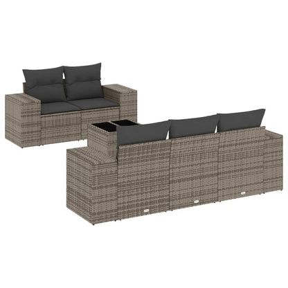 Set Divano da Giardino 6 pz con Cuscini Grigio in Polyrattan - homemem39