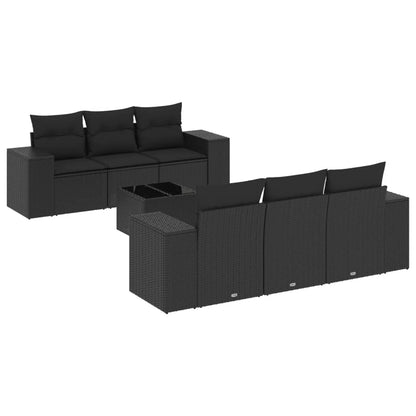 Set Divani da Giardino con Cuscini 7pz Nero Polyrattan - homemem39