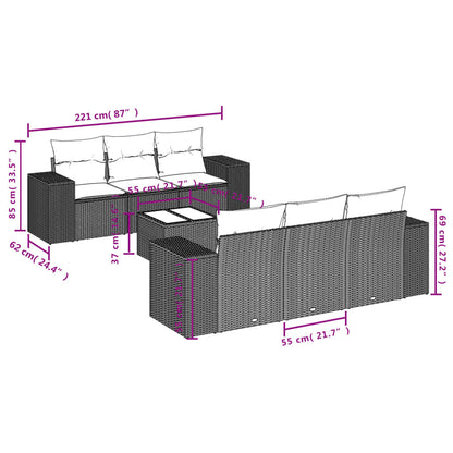 Set Divani da Giardino con Cuscini 7pz Nero Polyrattan - homemem39