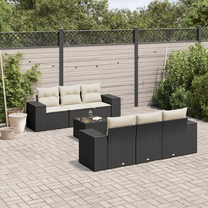 Set Divani da Giardino con Cuscini 7pz Nero Polyrattan - homemem39