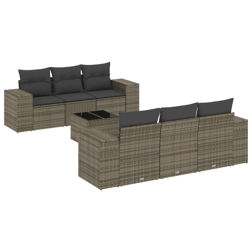 Set Divani da Giardino 7 pz con Cuscini Grigio in Polyrattan - homemem39