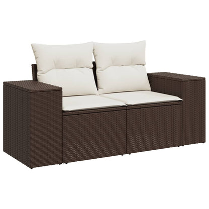 Set Divani da Giardino 7 pz con Cuscini Marrone in Polyrattan - homemem39