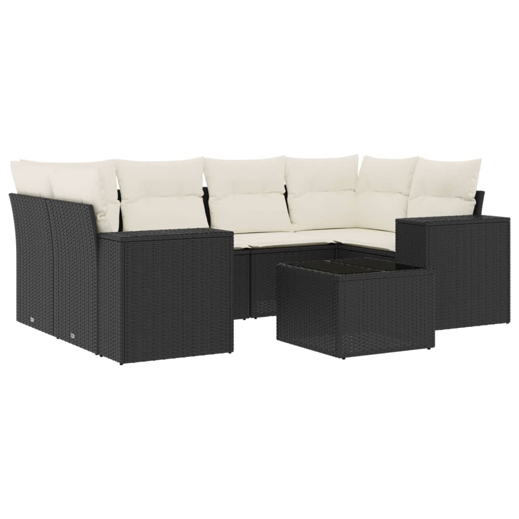 Set Divani da Giardino con Cuscini 7pz Nero Polyrattan - homemem39