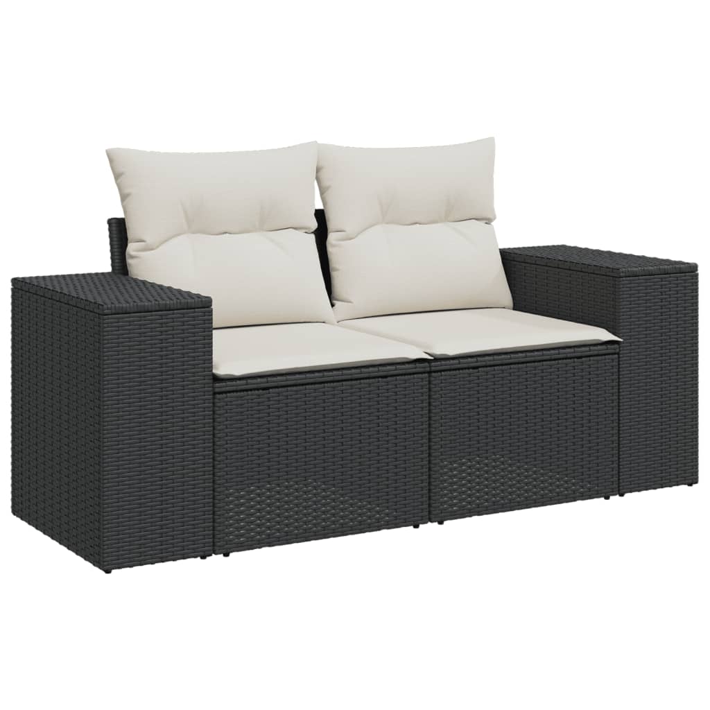 Set Divani da Giardino con Cuscini 7pz Nero Polyrattan - homemem39