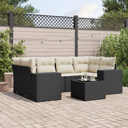 Set Divani da Giardino con Cuscini 7pz Nero Polyrattan - homemem39