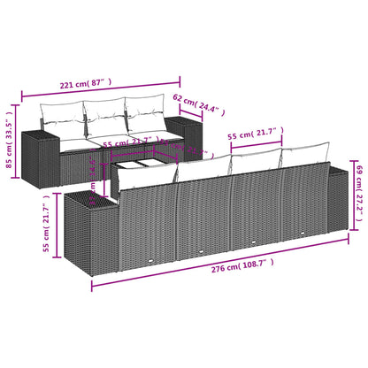 Set Divani da Giardino con Cuscini 8 pz Nero in Polyrattan - homemem39