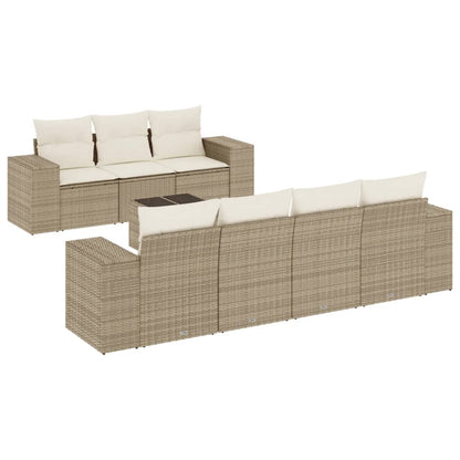 Set Divano da Giardino 8 pz con Cuscini Beige in Polyrattan - homemem39