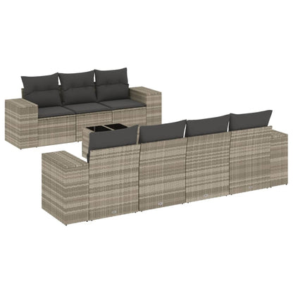 Set Divano da Giardino 8pz con Cuscini Grigio Chiaro Polyrattan - homemem39