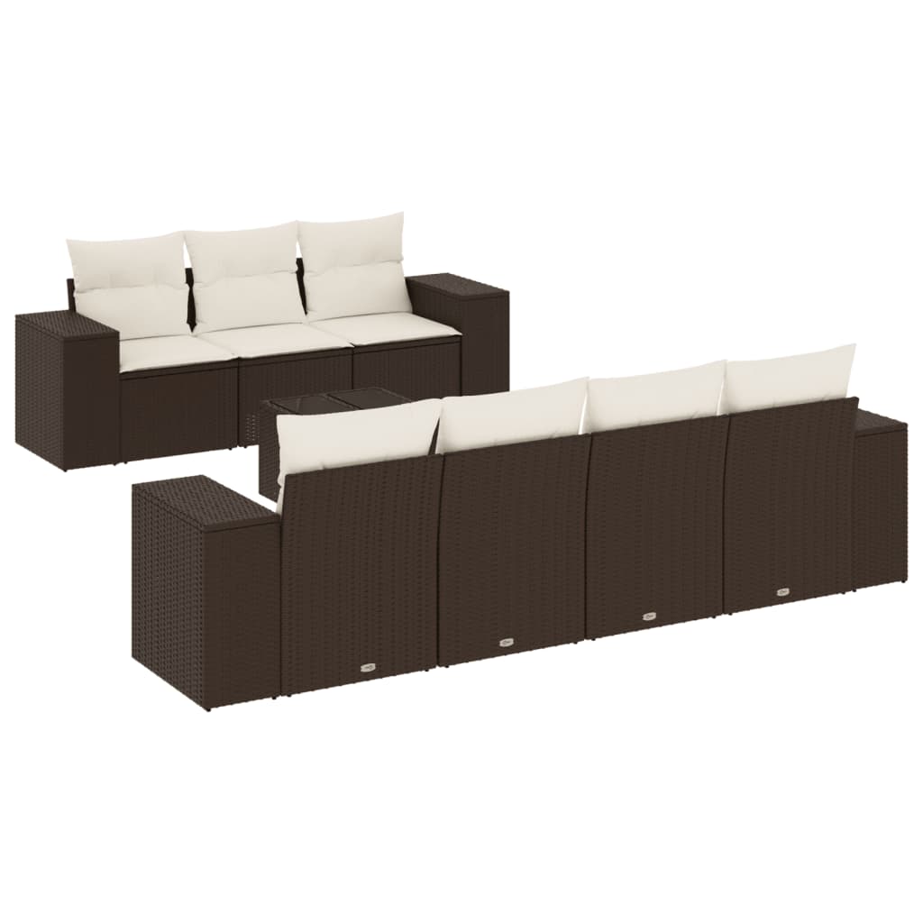 Set Divani da Giardino 8 pz con Cuscini Marrone in Polyrattan - homemem39