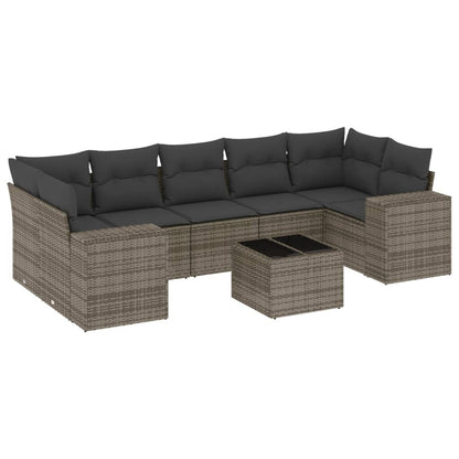 Set Divano da Giardino 8 pz con Cuscini Grigio in Polyrattan - homemem39