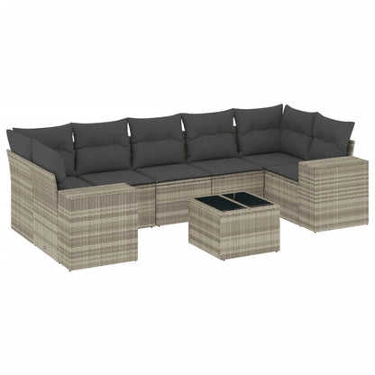 Set Divano da Giardino 8pz con Cuscini Grigio Chiaro Polyrattan - homemem39