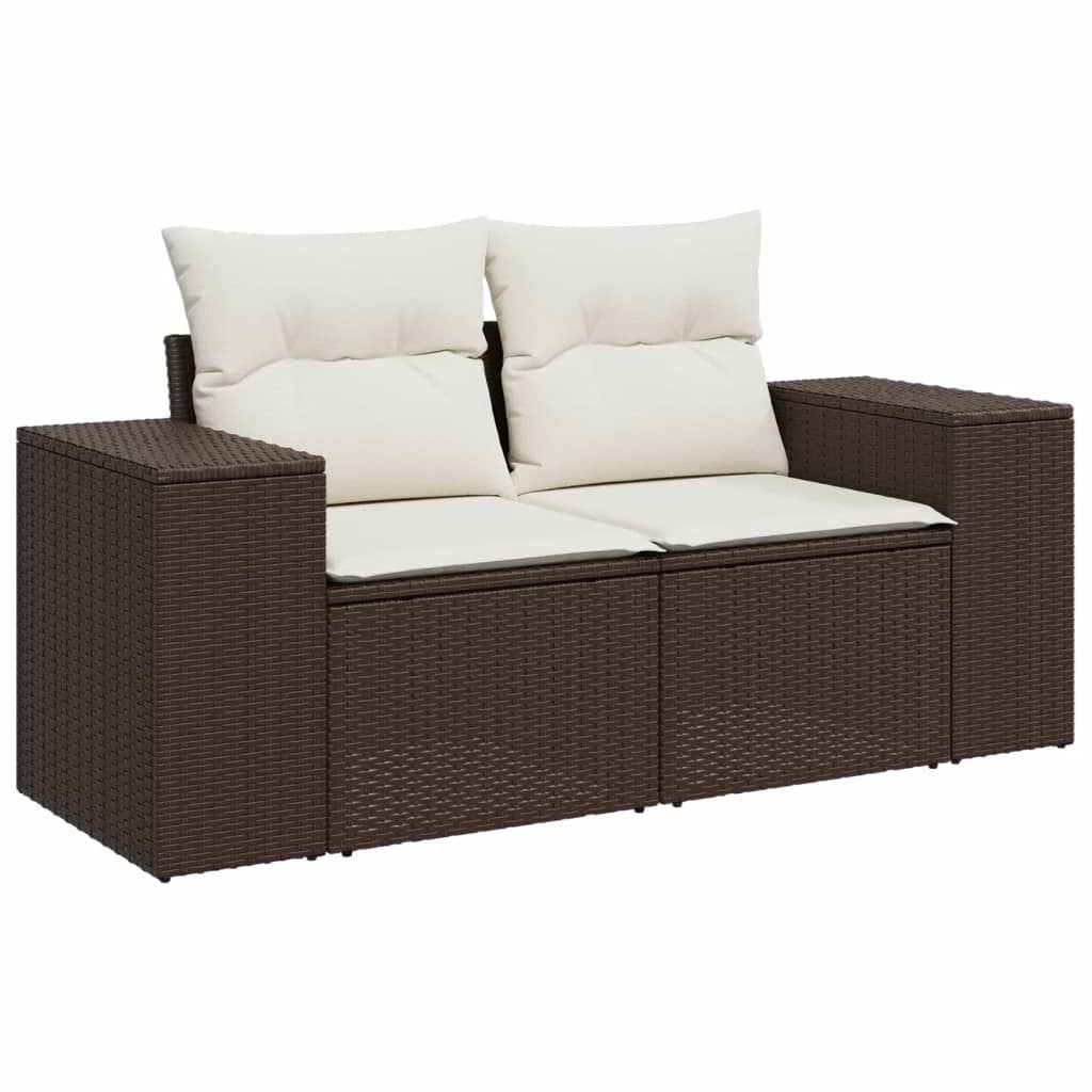 Set Divani da Giardino 8 pz con Cuscini Marrone in Polyrattan - homemem39