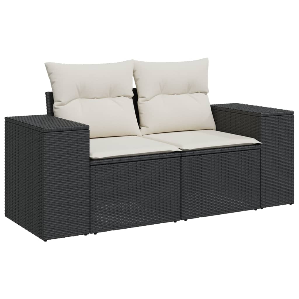 Set Divani da Giardino 9 pz con Cuscini Nero in Polyrattan - homemem39