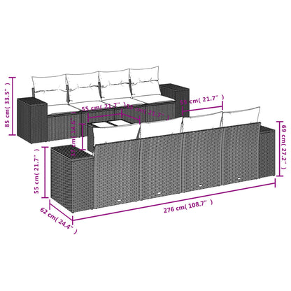 Set Divani da Giardino 9 pz con Cuscini Nero in Polyrattan - homemem39