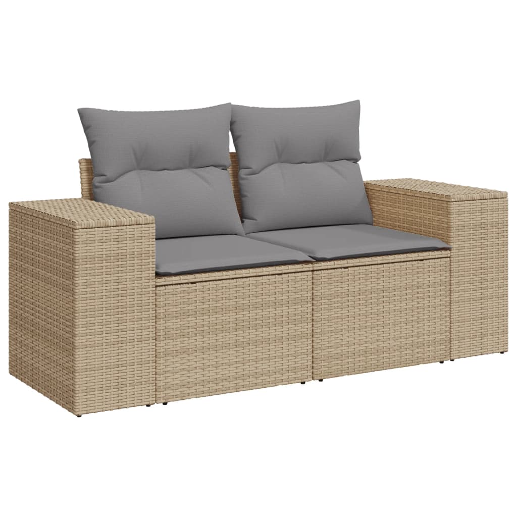 Set Divano da Giardino 9 pz con Cuscini Beige in Polyrattan - homemem39