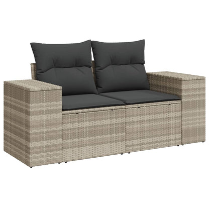 Set Divano da Giardino 9pz con Cuscini Grigio Chiaro Polyrattan - homemem39