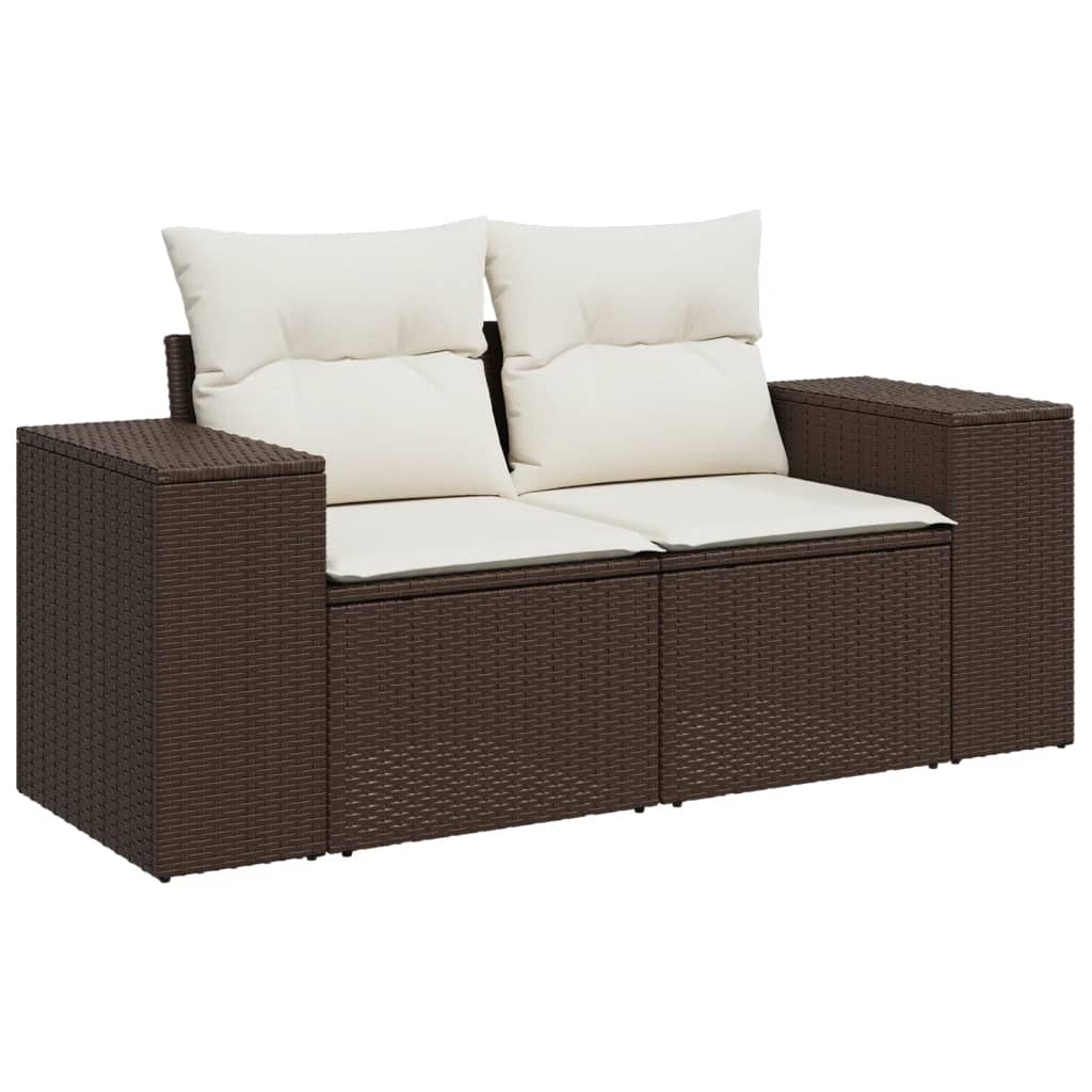 Set Divani da Giardino 9pz con Cuscini Marrone in Polyrattan - homemem39