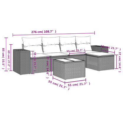 Set Divano da Giardino 6 pz con Cuscini Marrone in Polyrattan - homemem39