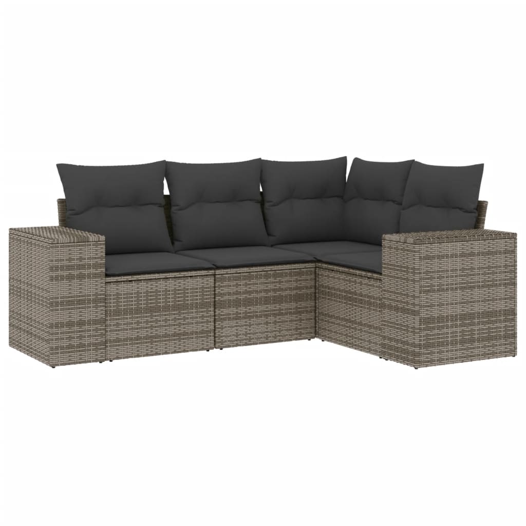 Set Divani da Giardino 4 pz con Cuscini in Polyrattan Grigio - homemem39