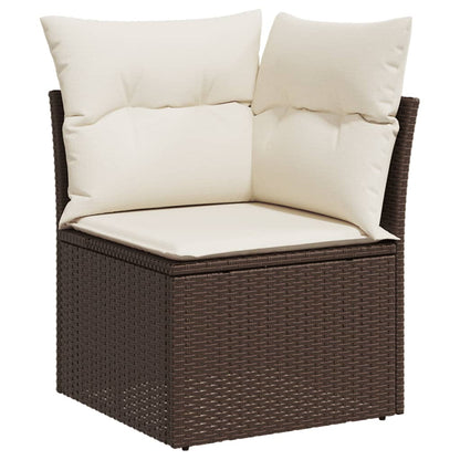 Set Divano da Giardino 4 pz con Cuscini Marrone in Polyrattan - homemem39