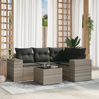 Set Divano da Giardino 5pz con Cuscini Grigio Chiaro Polyrattan - homemem39