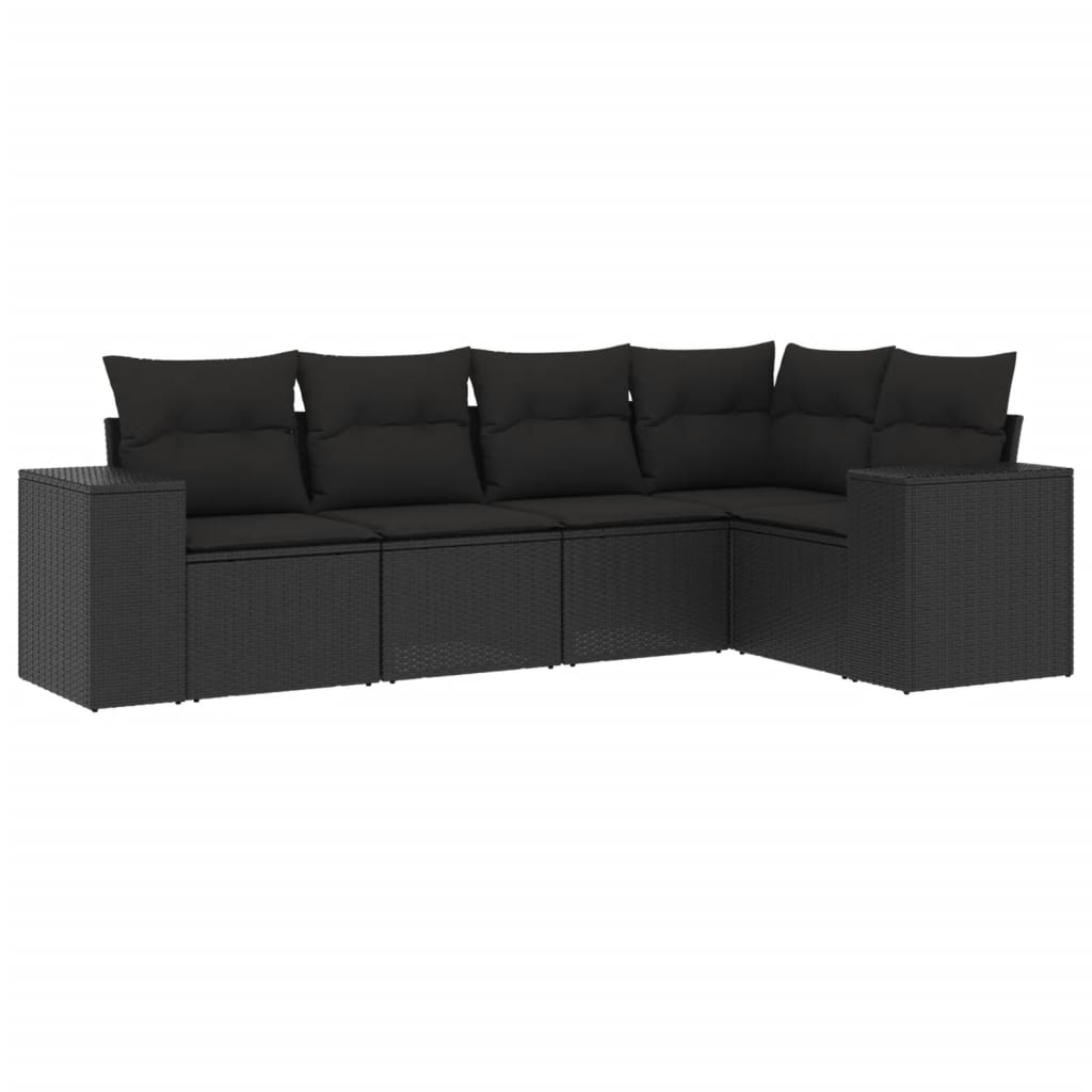 Set Divani da Giardino 5 pz con Cuscini in Polyrattan Nero - homemem39