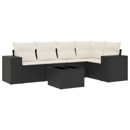 Set Divano da Giardino 6 pz con Cuscini Nero in Polyrattan - homemem39