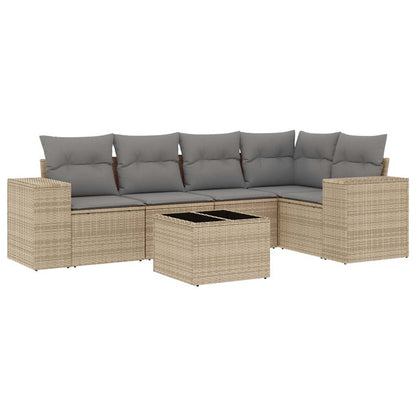 Set Divano da Giardino 6 pz con Cuscini Beige in Polyrattan - homemem39