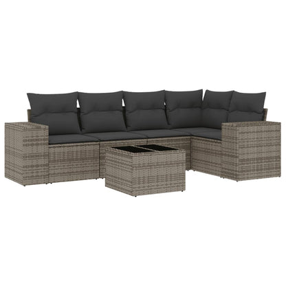 Set Divano da Giardino 6 pz con Cuscini Grigio in Polyrattan - homemem39