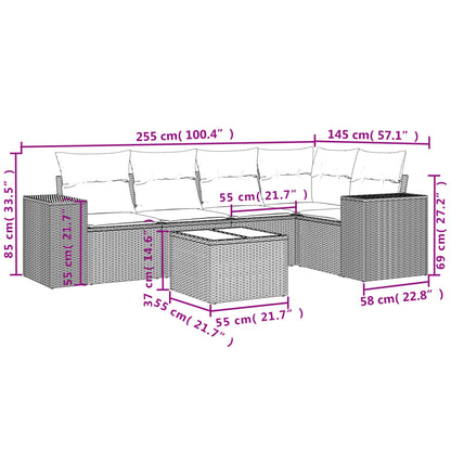 Set Divano da Giardino 6 pz con Cuscini Grigio in Polyrattan - homemem39