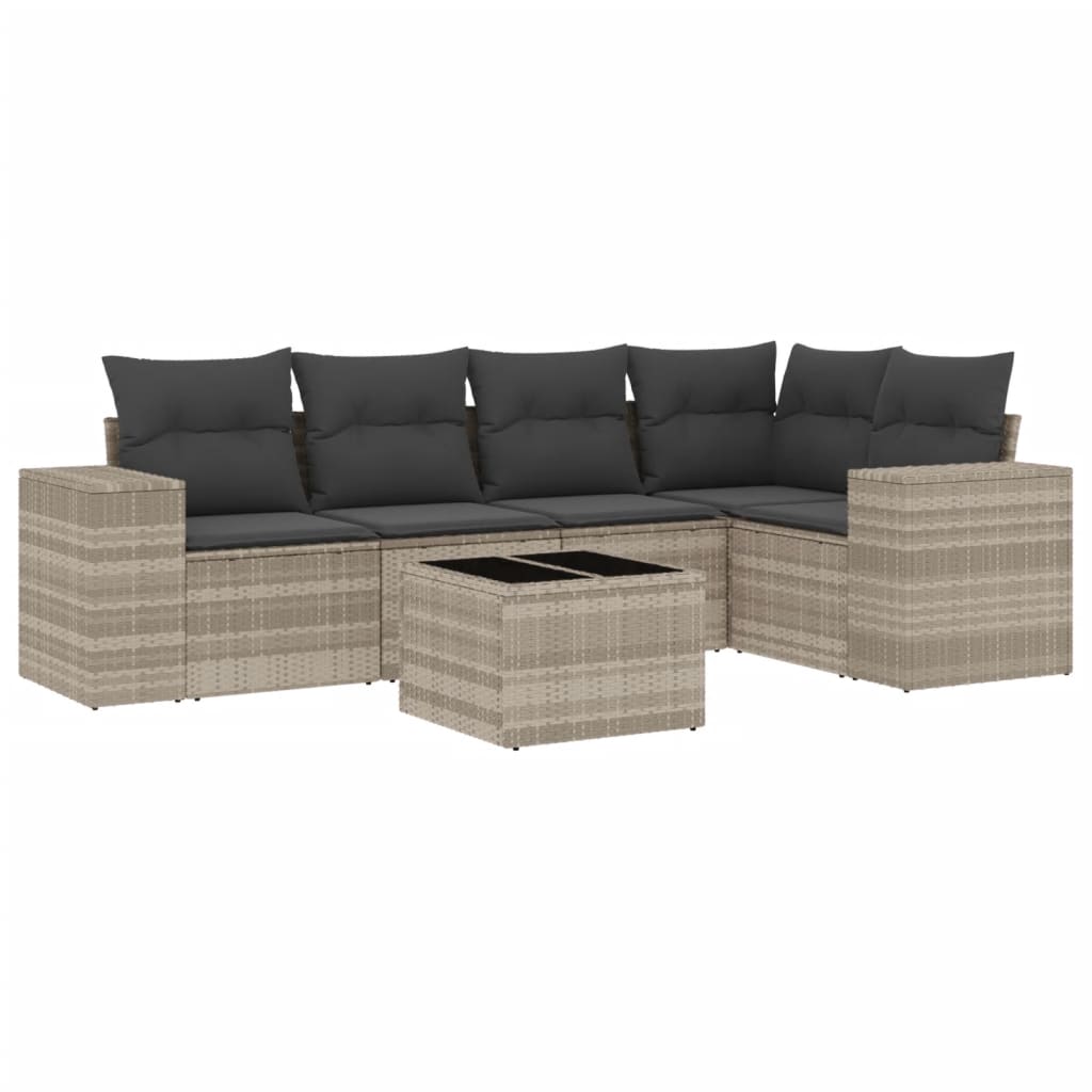 Set Divano da Giardino 6pz con Cuscini Grigio Chiaro Polyrattan - homemem39