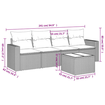 Set Divano da Giardino 5 pz con Cuscini Marrone in Polyrattan - homemem39