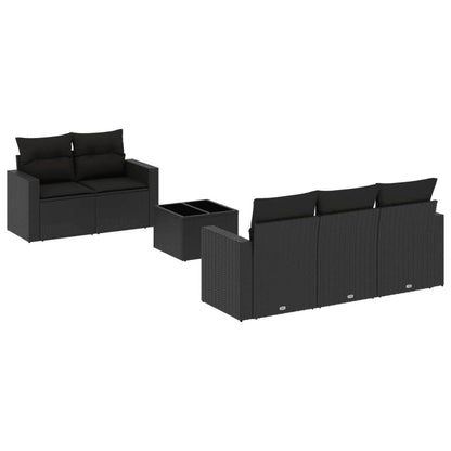 Set Divano da Giardino 6 pz con Cuscini Nero in Polyrattan - homemem39