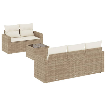 Set Divano da Giardino 6 pz con Cuscini Beige in Polyrattan - homemem39